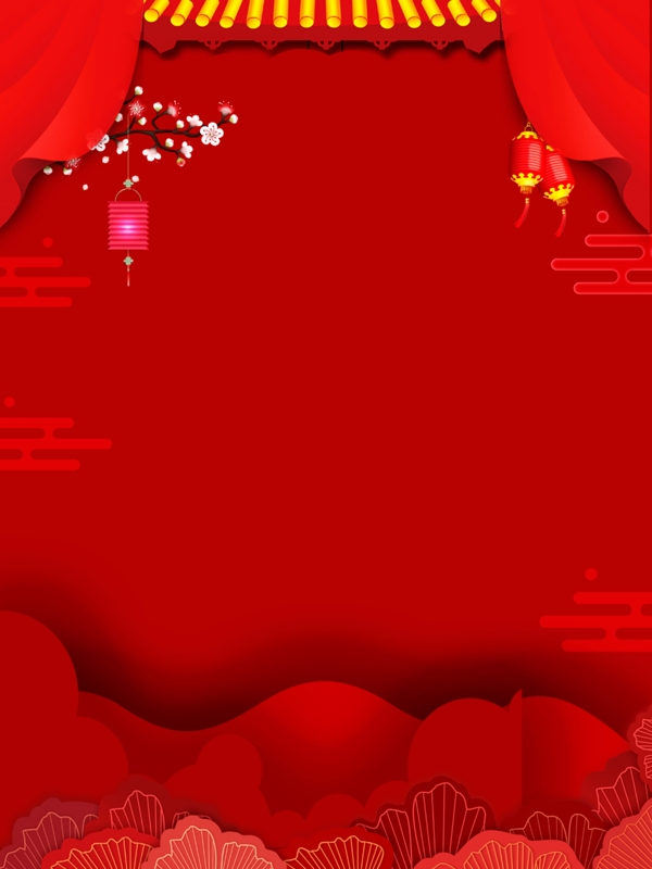 简洁大气红色创意浓情春节背景