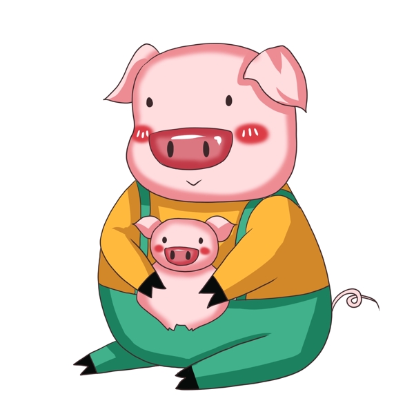 手绘猪插画猪图片