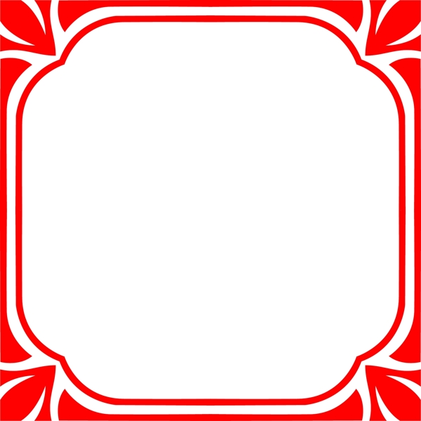 现代风格红色正方形矢量海报边框透明png