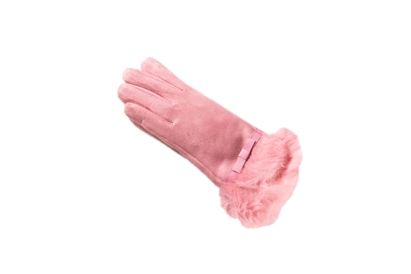 粉色纯皮冬季棉手套