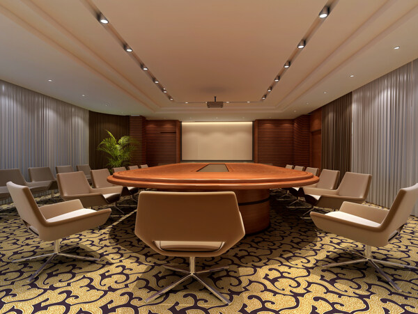 Meetingroom会议室多人会议室带贴图VR渲染室内效果图08