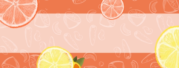 橙汁简约几何手绘橙色背景