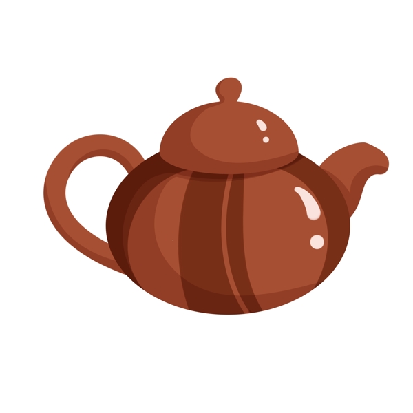 棕色可爱的茶壶插画
