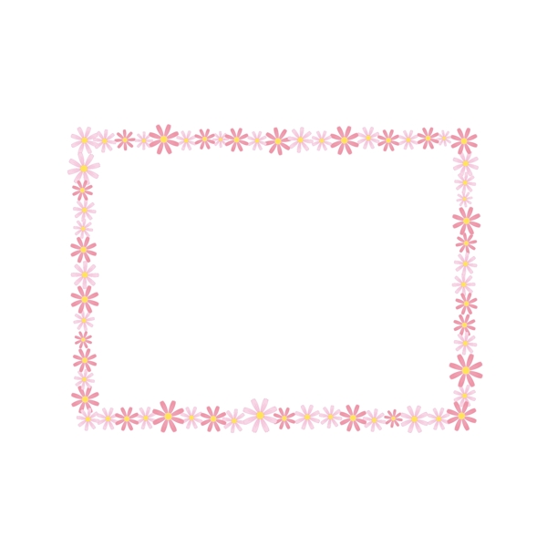 可爱少女粉色手绘花卉扁平矢量边框元素