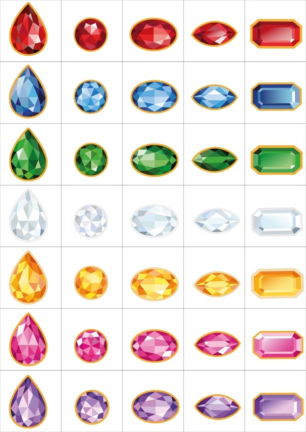 矢量彩色钻石收集