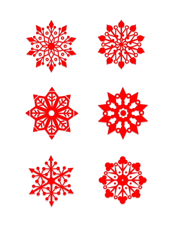窗花剪纸红色雪花矢量图标喜庆春节过年冬季