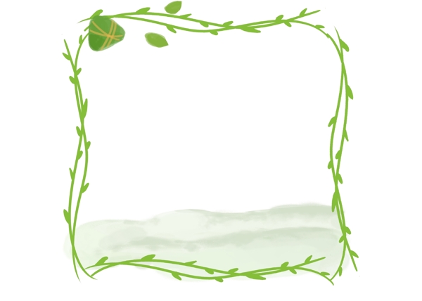端午节粽子艾叶水墨手绘绿色植物