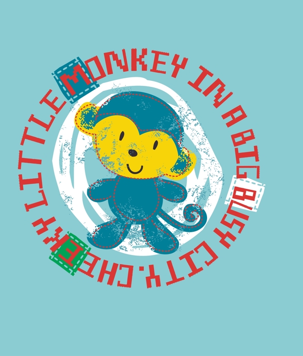 幼童印花素材可爱的小猴