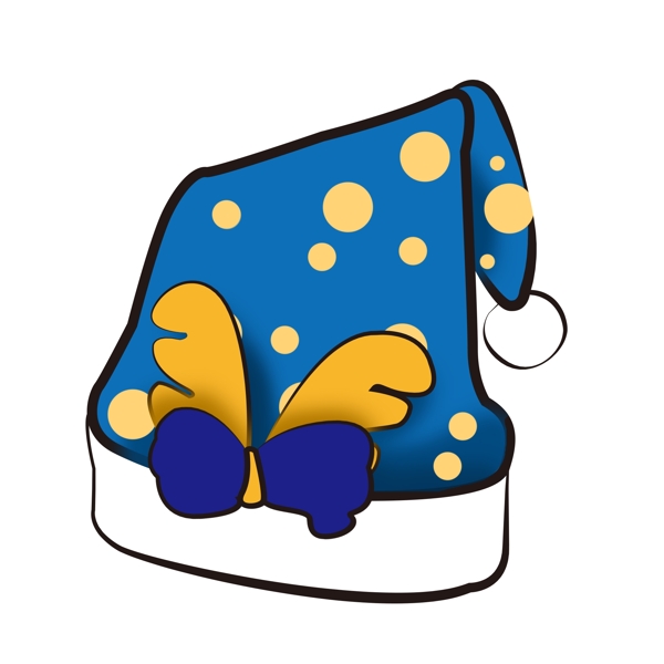 圣诞节圣诞帽蝴蝶结蓝色节日素材