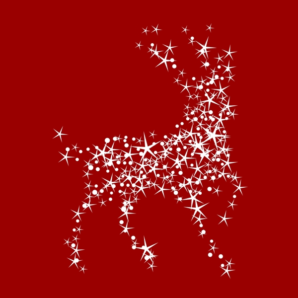 魔幻圣诞驯鹿带星星背景红矢量插画