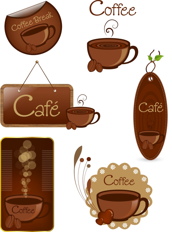 各种咖啡标签矢量图