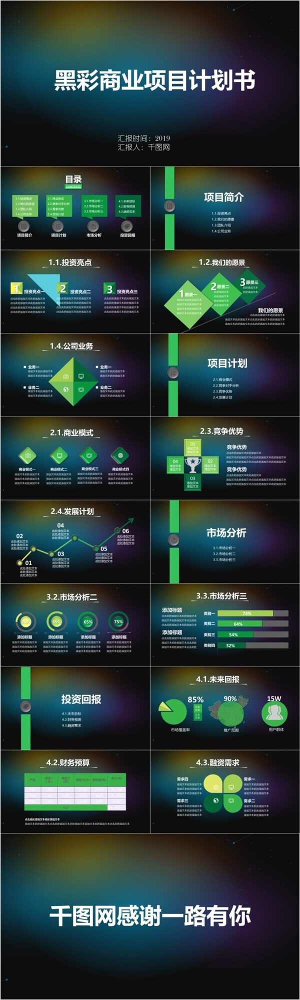 黑彩商业项目计划总结工作汇报计划书ppt创意设计