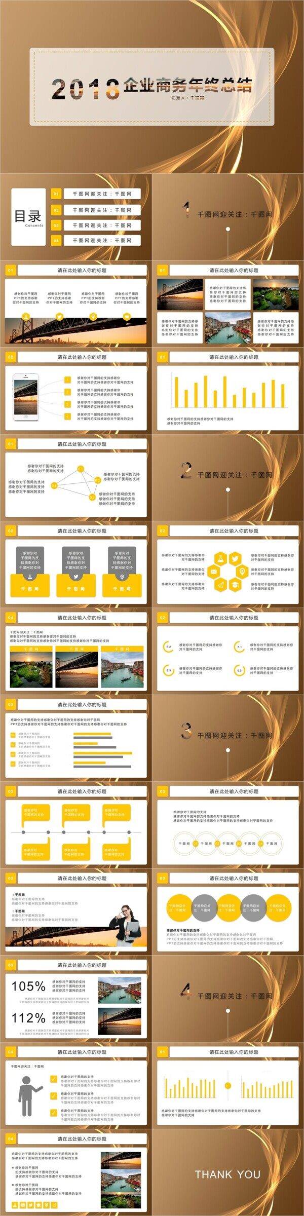 2018企业商务年终总结PPT模版