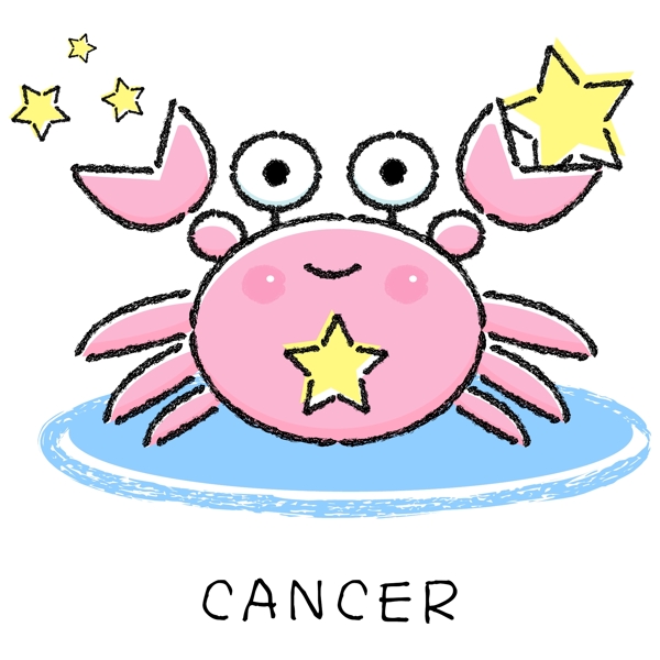 印花矢量图简单卡通卡通动物星座螃蟹免费素材