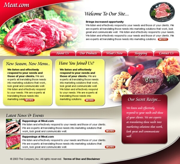 欧美牛排美食网站模板