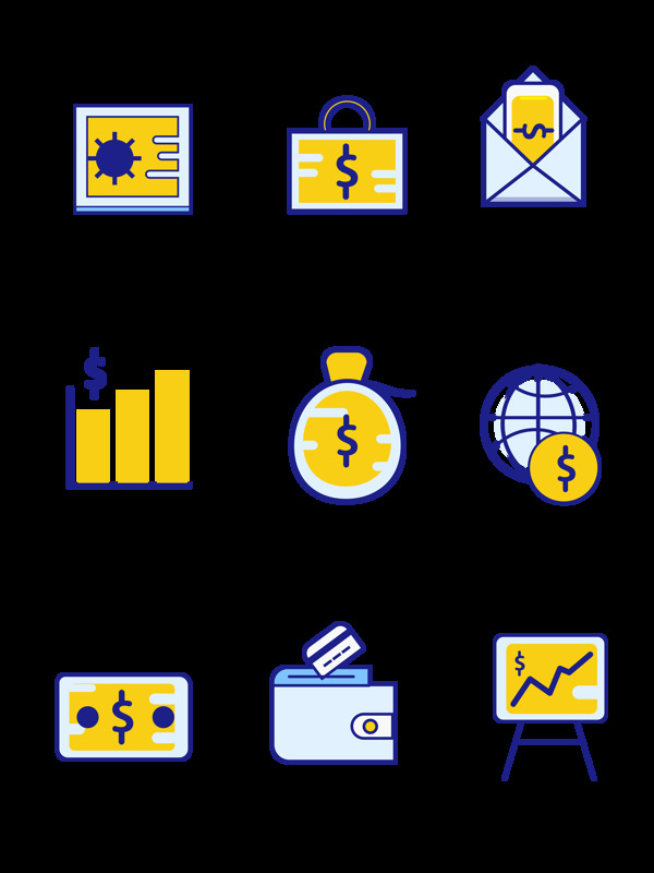 手机图标金融金币商业iocn理财钱MBE风格图标元素
