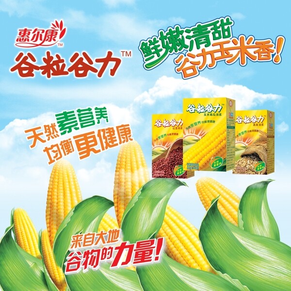 玉米谷粒谷力宣传海报图片