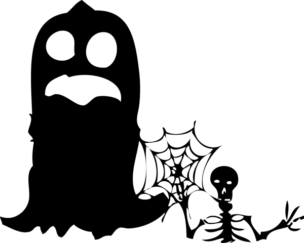 印花矢量图灵异骷髅蜘蛛网幽灵免费素材