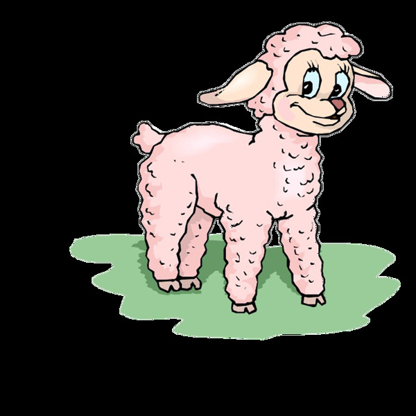 手绘可爱粉红色小绵羊png透明素材