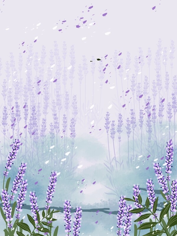 紫色薰衣草花海背景设计