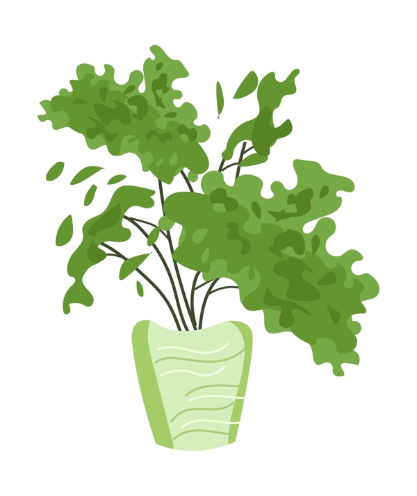 绿色植物盆景插画