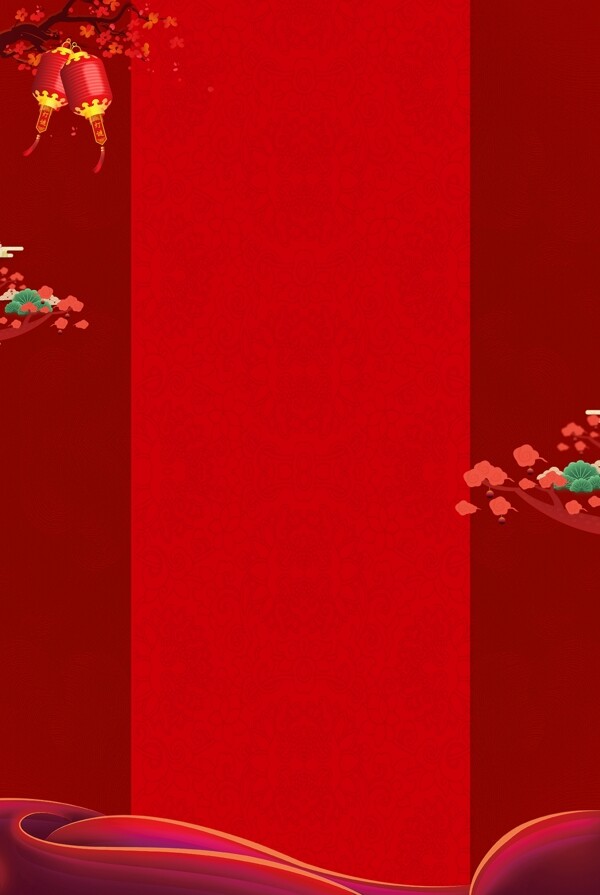 红色新年挂画背景展板