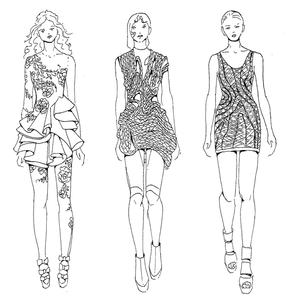 3款时尚紧身裙设计图