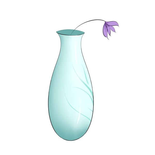 紫色的插花瓷瓶插画