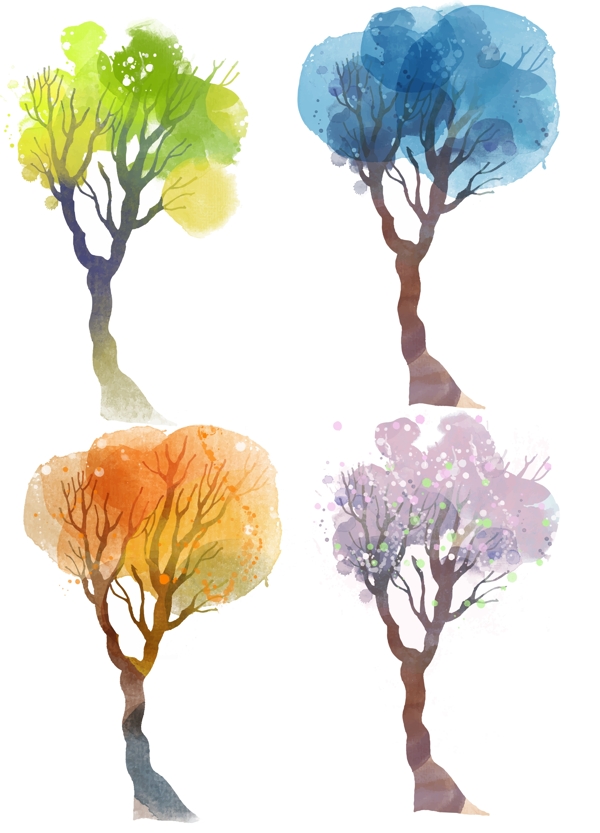 水彩树图片