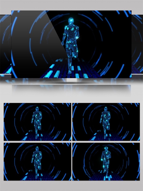 蓝色科技人形高清视频素材