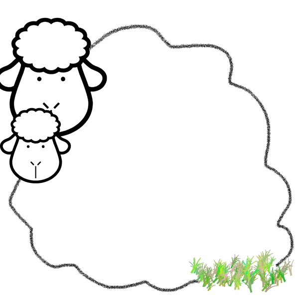 绵羊边框卡通插画