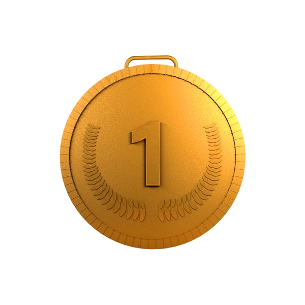3D质感金色圆形个人荣誉第一名奖牌金牌