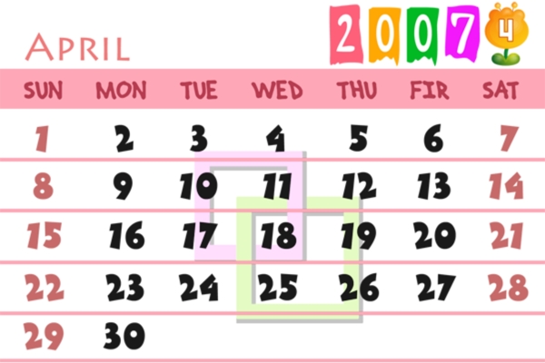 2007年4月日历的PSD模板