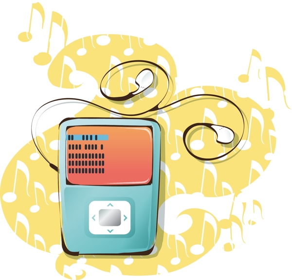 矢量素材手绘电器MP3