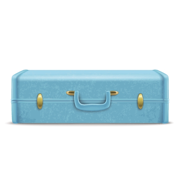 蓝色行李箱箱包矢量手绘元素
