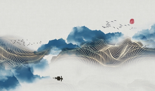 新中式山水中国风国画写意