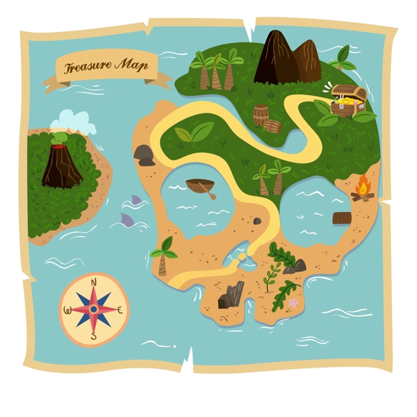 骷髅岛的宝藏地形图