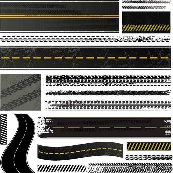 公路轮胎轨迹矢量图形