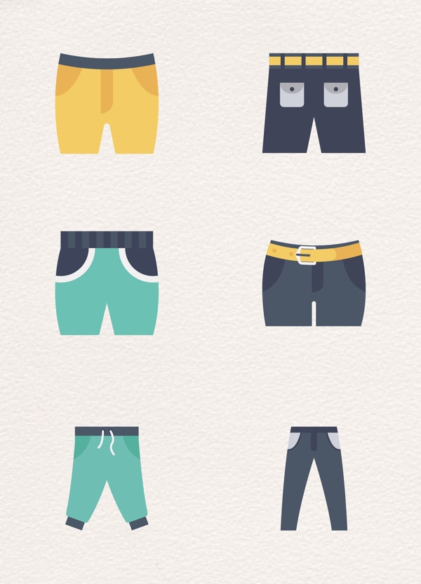 6款裤子矢量图标元素
