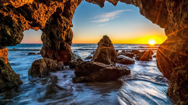 岩石海洋自然风景图片素材壁纸