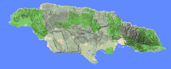 牙买加地形图