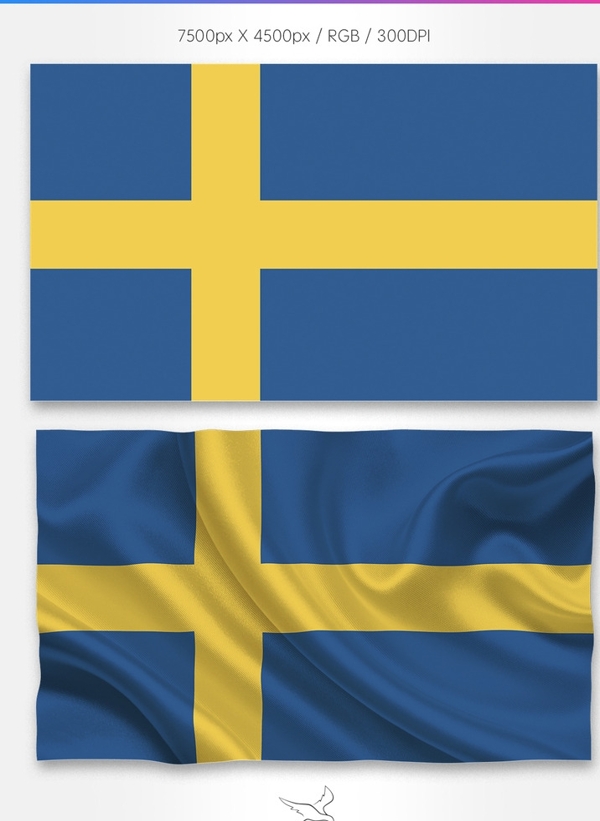 瑞典国旗分层psd