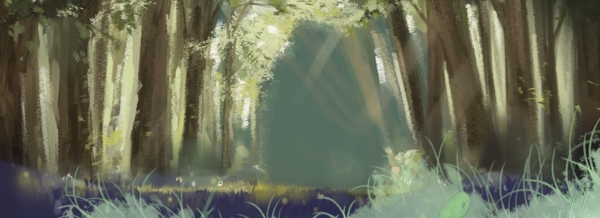 手绘森林背景图片