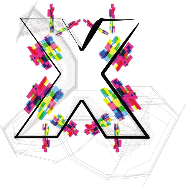 插图插画矢量字体的字母X