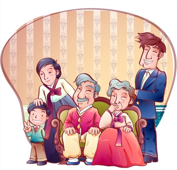 卡通韩国家庭图片