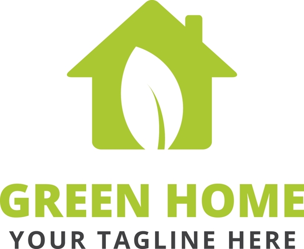 绿色房屋形状标识模板