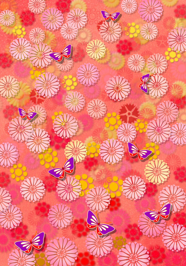 花朵排列粉红菊花底纹花纹素材