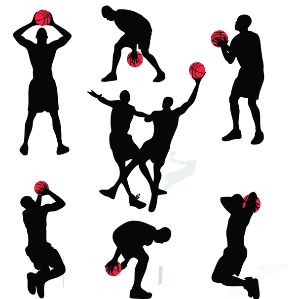 篮球动作人物矢量图图片