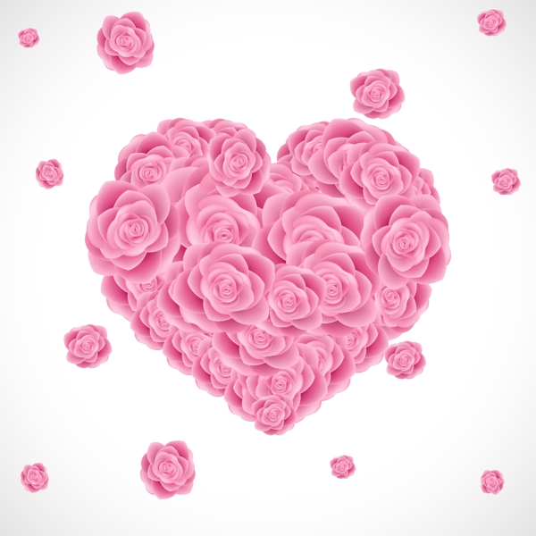 粉色玫瑰爱心矢量素材