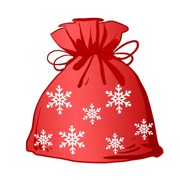 红色圣诞礼物袋插画